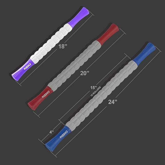 Muscle Roller Stick for Athletes - Deep Tissue Fascia Blaster & Roller Massager for Myofascial Pain Relief - Handheld Physical Therapy & Recovery Tool(Purple White-18 inch)-Ruum Studio Home