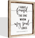 Christian Wall Decor, Master Bedroom Decoration Above Bed, Wedding Decoration, Framed Wall Plaque Sign 15 * 11.5 inches, Song of Solomon 3:4 Sign, I Have Found the One Whom My Soul Loves-Ruum Studio Home