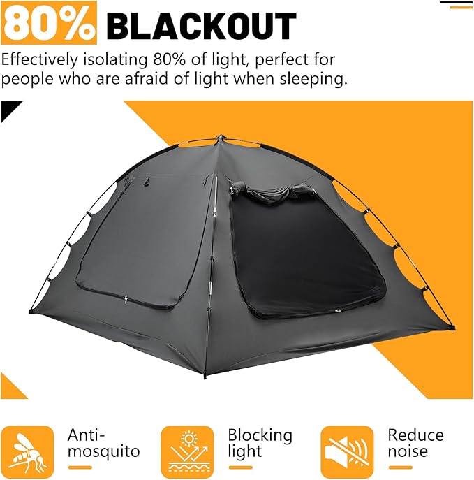 SUNYRISY Bed Tent Twin Size Bed Canopy, Indoor Tent for Adult and Kids, 3 Doors Breathable Dream Tent, 80% Blackout Private Space Sleeping Tents-Ruum Studio Home