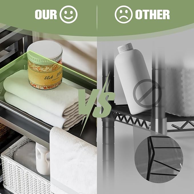 Dryer Storage Shel andf Over The Washer - Adjustable 4-Tier Heavy Duty Laundry Room Organizer, All Carbon Steel Standing Shelf with Hanging Rod, Anti-Tip Design, Super Stable 29.93" L x 11" D x 73" H-Ruum Studio Home