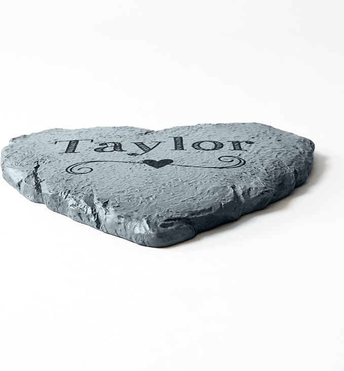 Let's Make Memories Personalized Garden Stone - Resin - Custom Garden Décor - Love Grows Here Round Stone with Heart Cutout - for Dad - for Father's Day-Ruum Studio Home