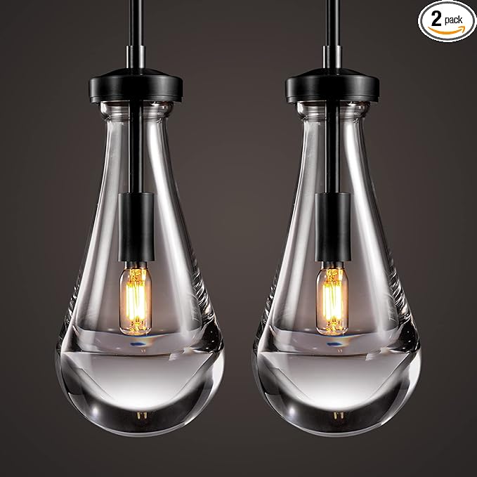 Raindrop Pendant Lights, Bronze Modern Pendant Lights for Kitchen Island with Rod, Penadant Light Fixtures, Chandelier for Living Room Hallway,Bedroom Pendant Light, Bulb Included-Ruum Studio Home