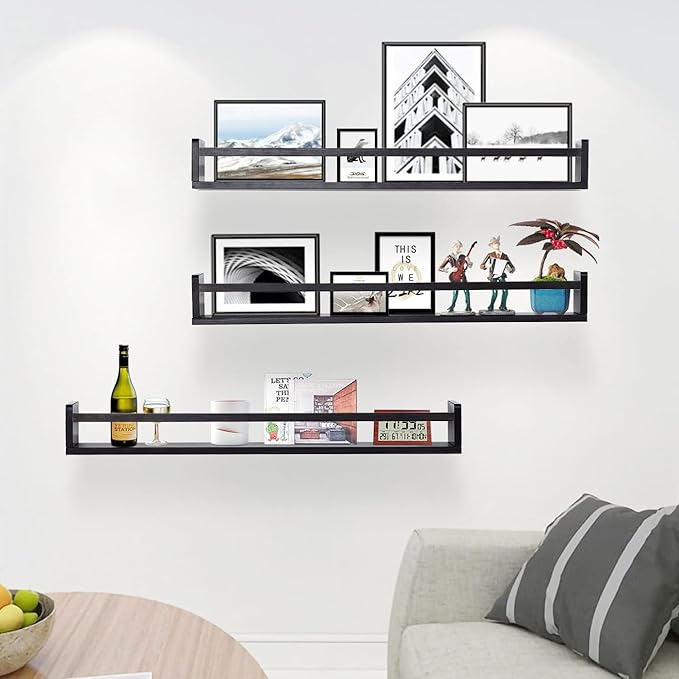 AZSKY Black Nursery Bookshelves for Wall Hanging Kids Bookshelf Baby Book Shelf Organizer Wall Bookshelves Kids Shelves and Storage for Wall Playroom Shelves 36 Inch a Set of 3 Same Sizes-Ruum Studio Home