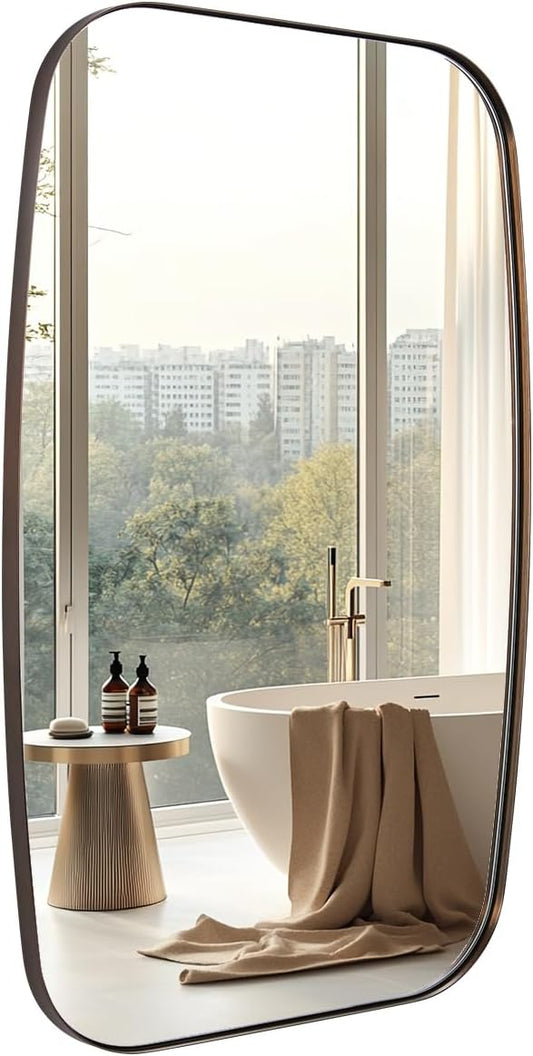 ANDY STAR Oval Mirrors for Bathroom, 20x30 Bronze Bathroom Vanity Mirror with Metal Frame, Oil Bronze Oblong Mirror for Over Sink, Modern Anti Rust Wall Mounted-Ruum Studio Home