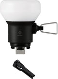 ELECOM NESTOUT Outdoor Camping LED Lantern w/ Mini Tripod, Dimmable USB Powered Soft LED Light, IP44 Water Dust Resistant, 10-350 Lumen, Portable Lamp for NESTOUT Power Bank, Black (LAMP-1)-Ruum Studio Home