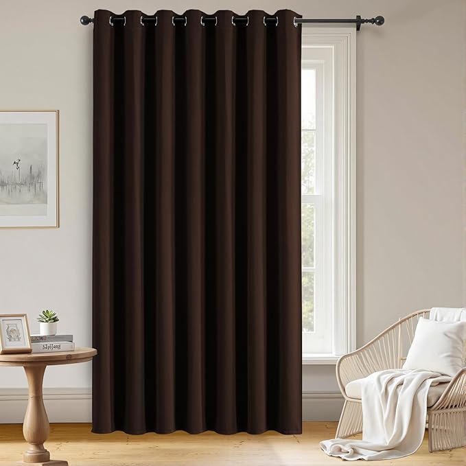 Blackout Curtains Custom Size for Bedroom 1 Panel, Thermal Insulated Blackout Curtains, Solid Grommet Privacy Room Darkening Drapes for Living Room Window (Customsize, Chocolate)-Ruum Studio Home