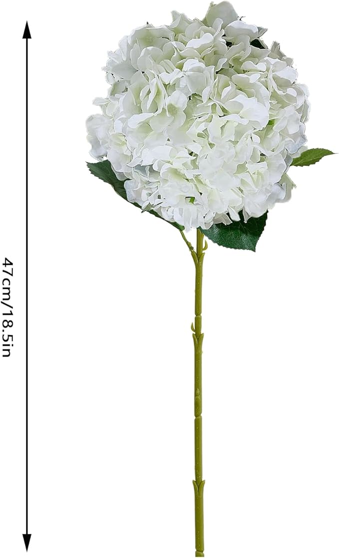8Pcs White Fake Flowers Silk Hydrangea Artificial Flowers Bouquets Faux Ivory Hydrangea Stems for Home Table Centerpieces Wedding Party Decoration-Ruum Studio Home