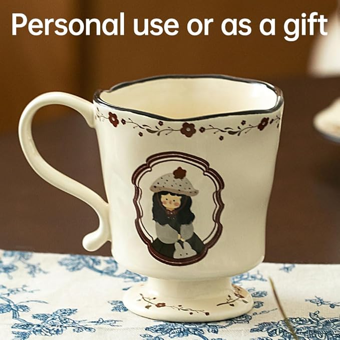 360ml -12.17oz Painted Cute Ceramic Mug - Cute Coffee Cup for Espresso,Macchiato,Latte - Gift for Women, Dishwasher Safe-Ruum Studio Home