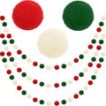 Jishi Christmas Pom Pom Garland Christmas Decorations for Tree Indoor Home Room Decor 3pk Cute Hanging Felt Ball Red White Green Pompom Bead Ornament String Banner Garland Xmas Birthday Party Supplies-Ruum Studio Home