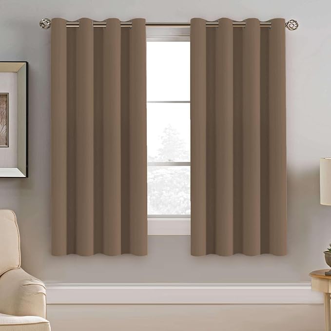 H.VERSAILTEX Blackout Window Curtain Panels Thermal Insulated Room Darkening Solid Grommet Curtains/Drapes for Bedroom Privacy Protection (Set of 2 Panels,52 by 63 Inch Long, Macchiato)-Ruum Studio Home