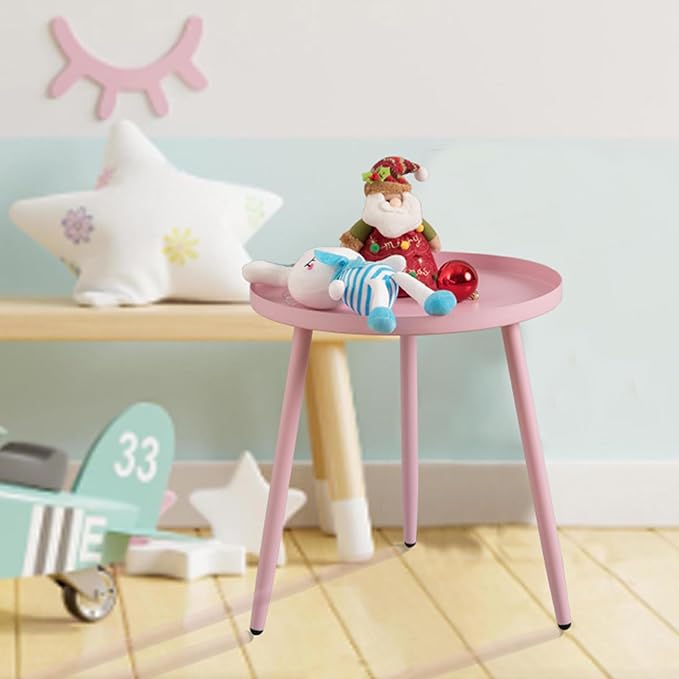 AOJEZOR Side Table: End Table for Any Room - Round Side Tables for Small Spaces - Pink with 3 Legged-Ruum Studio Home