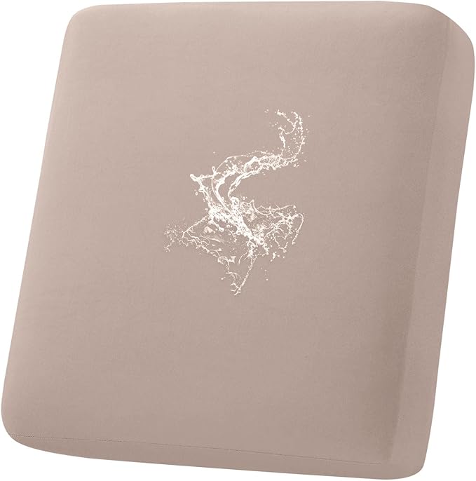 hyha Waterproof Couch Cushion Covers, Stretch Sofa Couch Seat Slipcover for Dog Washable, Non-Slip Waterproof Outdoor Cushion Covers for Patio Furniture Replacement (1 Piece for Small, Taupe)-Ruum Studio Home