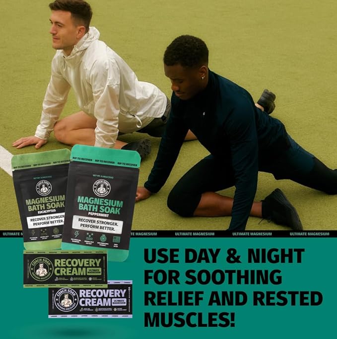 Coach Soak Magnesium Flakes & Lotion Trial Pack - Soothing Menthol Lotion & Bath Soak - 0.18 Lb Sachets - Lavender, Eucalyptus & Peppermint Scents-Ruum Studio Home