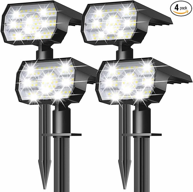 NYMPHY Solar Lights Outdoor Waterproof IP68, 56 LED 3 Lighting Modes Solar Powered Garden Yard Spot Solar Lights for Outside Landscape- 4 Pack (Cool White)-Ruum Studio Home