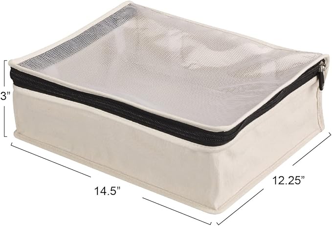 Household Essentials 3321-1 Cedarline Natural Cotton Canvas Zippered Sweater Bag | Storage Bag for Closets and Under the Bed | 2-Pack-Ruum Studio Home