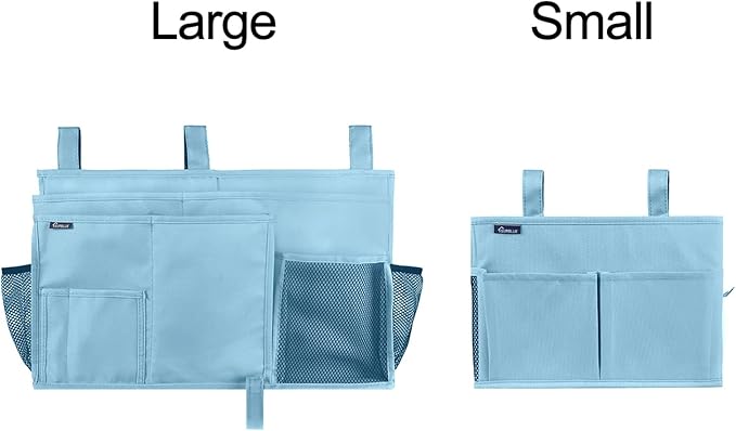 Surblue Bedside Caddy Hanging Organizer Bedside Storage Bag for Bunk and Hospital Beds (Small, Skyblue)-Ruum Studio Home