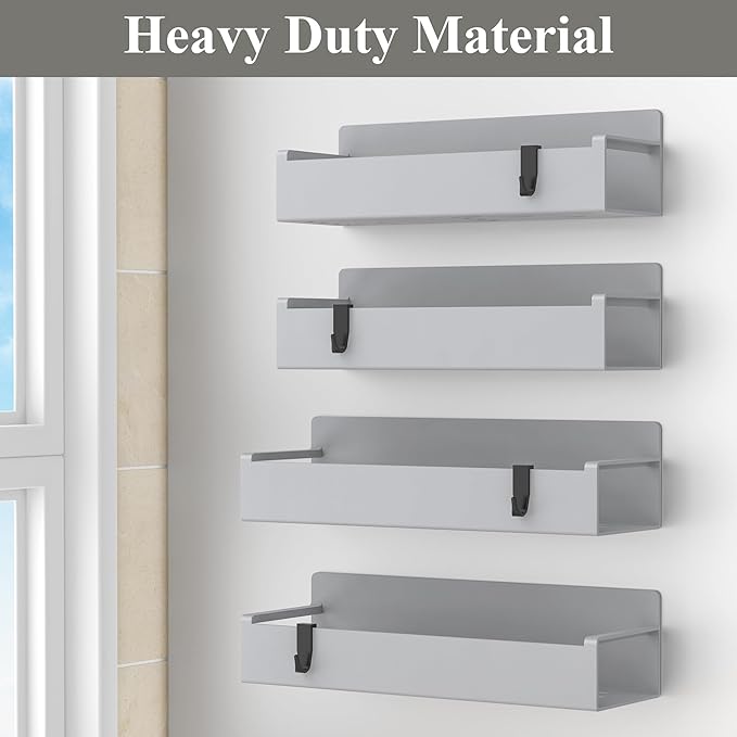 4 Pack Magnetic Spice Rack Organizer for Refrigerator and Oven, Light Gray Fridge Organizers and Storage for Kitchen-Ruum Studio Home