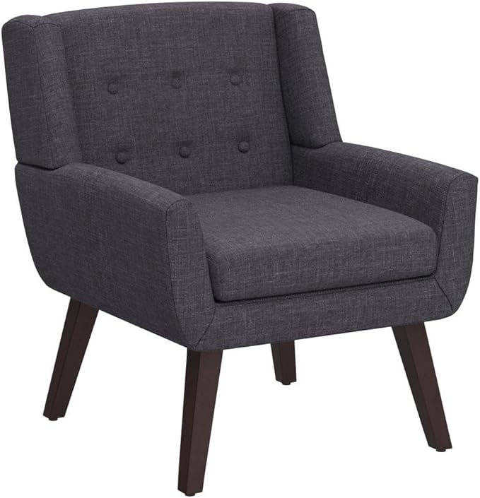 HUIMO Accent Chair Living Room Chair, Upholstered Button Tufted Armchair, Linen Fabric Sofa Chairs for Bedroom, Living Room, Mid Century Modern Comfy Reading Chair (Grey)-Ruum Studio Home