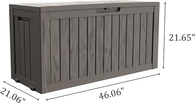 80 Gallon Outdoor Storage Box with Wheels, Waterproof Lockable Resin Deck Box Patio Storage Bin for Pool Accessories Cushion Furniture, Garden Tools, UV-Resistant Outside Delivery Grey-Ruum Studio Home