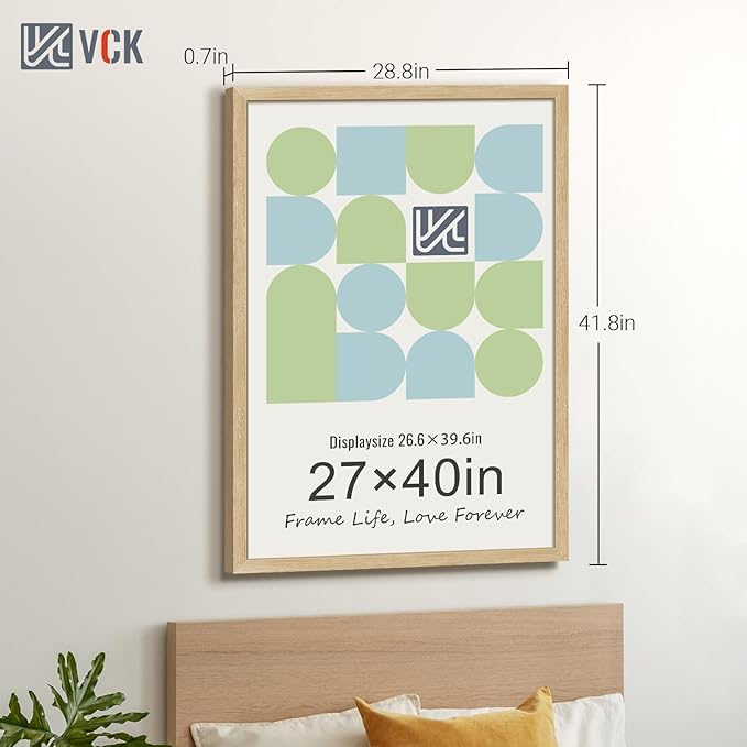 VCK 27x40 Oak Poster Frame 3 Pack, Natural Solid Wood Picture Frames, Wall Gallery Frame-Ruum Studio Home