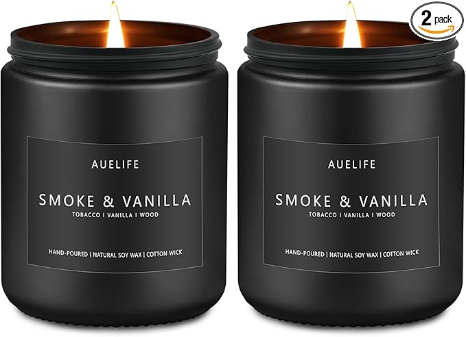 2 Pack Smoke & Vanilla Candle | Candles for Men - Masculine Candle, Soy Candles for Home Scented - Gifts for Men, Home Fragrance Gifts - Each of 7oz-Ruum Studio Home