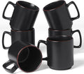 famiware Coffee Mugs Set of 6, Nebula 14oz Coffee Mugs, Ceramic Cup Set with Handle for Latte, Tea, Milk, Cappuccino, Cocoa, Matte Black-Ruum Studio Home