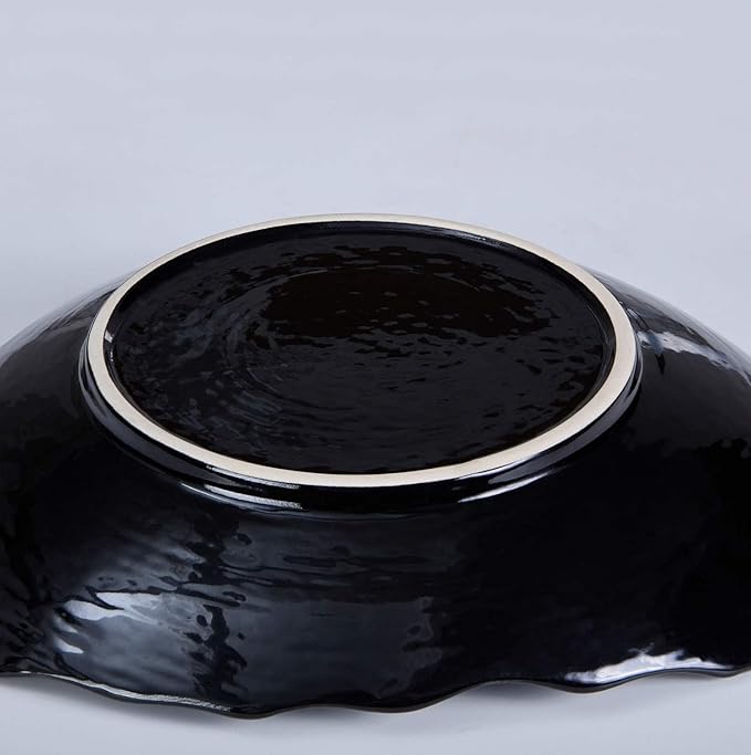 Ceramic Decorative Dish, Large Blue Pottery Decorative Bowl, Porcelain Centerpiece Tray, Key Bowl, Gift Decor Tray for Tabletop Entryway Table Living Room Dining(12'' Dish)-Ruum Studio Home