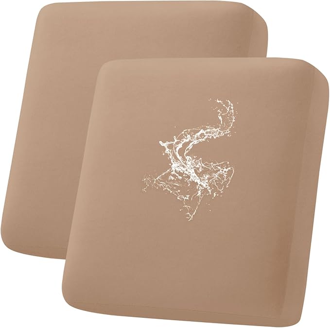 hyha Waterproof Couch Cushion Covers, Stretch Sofa Couch Seat Slipcover for Dog Washable, Non-Slip Waterproof Outdoor Cushion Covers for Patio Furniture Replacement (2 Pieces, Camel)-Ruum Studio Home