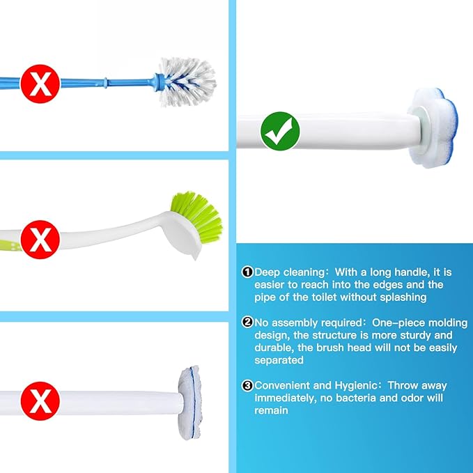 Disposable Toilet Brush Holder Set Toilet Wand (Pack of 2) Toilet Cleaner Scrubber with 24 Refills-Ruum Studio Home