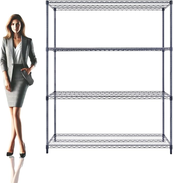 60"x18"x72" Black Premium Metal Steel Wire Shelving 4-Tier NSF 3200 LBS MAX Capacity Heavy Duty Storage Rack for Garages, Commercial Spaces, Hospitals, & Schools w/Premium Wheels-Ruum Studio Home