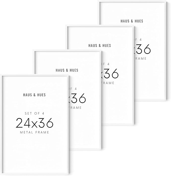 HAUS AND HUES Set of 4 White Poster Frames 24x36 - Gallery Wall Frame Set, Large Picture Frames (Aluminum), 24 by 36 in-Ruum Studio Home