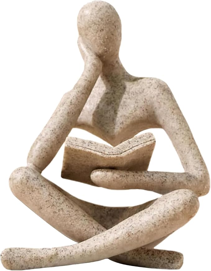 Bookshelf Decor Thinker Statue - Abstract Style Thinker Sculptures Modern Aesthetic Figurine Decoration Statues for Home Decor-Zuo Si-Sandstone-Ruum Studio Home