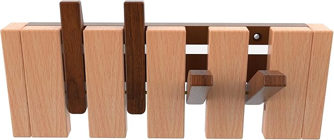 Wall Mounted Piano Key Hanger | Flip Style Hook | Entrance Wall Art Hook, Made of Oak Wood (3 Times Painted, 4 Times Polished) (Walnut-Beech, 4Hooks)-Ruum Studio Home