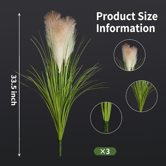 Melorca&Guilla Artificial Plants 4PCS 33.5“Fake Plant Tall Onion Fake Grass,Faux Grass Plants Artificial Grass Greenery Shrubs Bushes for Garden Shop Office Home Décor-Ruum Studio Home