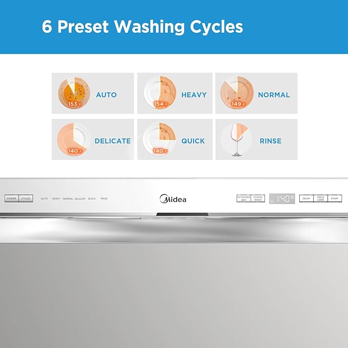 Midea MDC22P2ASS Countertop, Portable Place Settings & 6+2 Washing Cycles. Energy Star Dishwasher, Dish Washer for Dorm, RV& Apartment, Sliver, Silver-Ruum Studio Home