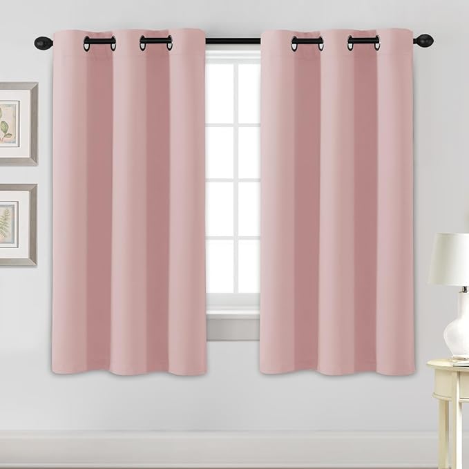 H.VERSAILTEX Blackout Curtains for Bedroom Thermal Insulated Room Darkening Living Room Curtains 63 Inch Long Grommet Privacy Protection Window Curtain Panels/Drapes for Nursery, 2 Panels, Baby Pink-Ruum Studio Home