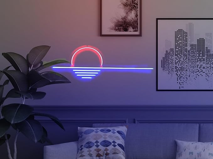 LED Decorative Lights USB Mountains Sunrise Sunset Led Neon Signs Home Decoration Wall Art Holiday Gift Brightness Adjustable 16.5''x9.5''-Ruum Studio Home