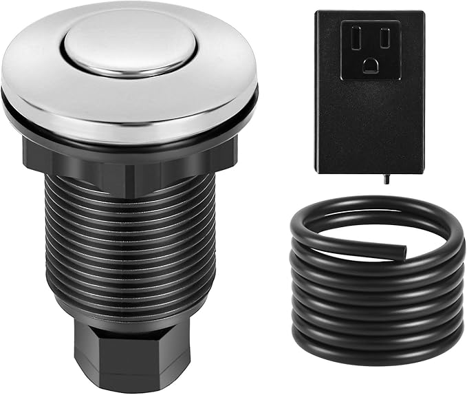 VEVOR Garbage Disposal Air Switch Kit, 2.5" Sink Top Air Switch for Food Waste Disposal, Polished Stainless Steel ON/OFF Air Push Button for Waste Disposer - Suitable for Stainless Steel Countertops-Ruum Studio Home