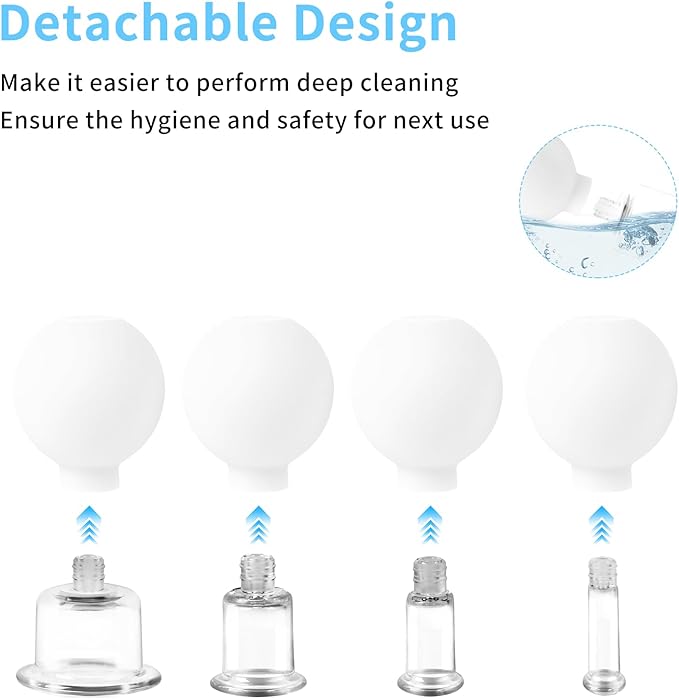 Meifuly Facial Cupping Set, 4 PCS Silicone Vacuum Suction Face Massage Cups, Skin Tightening Kit for Eyes, Face and Body (White)-Ruum Studio Home