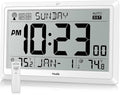 Wall Clock Atomic with Indoor Outdoor Temperature Battery Powered, Easy Reading with 10.5 Inch Large LCD Display, 330FT Range Table Wall Clock with DST, 12/24 Hour for Living Room Kitchen (White)-Ruum Studio Home
