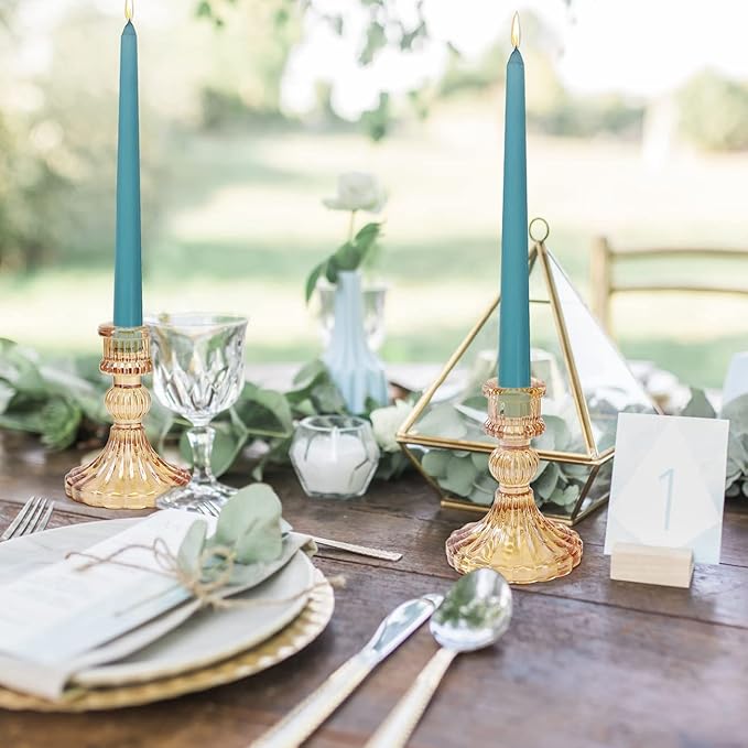 Candlestick Holders Set, 4" H Taper Candle Holders Bulk, 12Pcs Gold Glass Candle Holders for Wedding, Festival, Party & Windowsill Decor-Ruum Studio Home