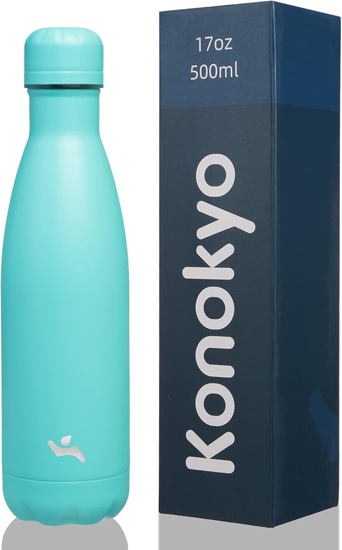 Insulated Water Bottles,17 oz Double Wall Stainless Steel Vacumm Metal Flask for Sports Travel,Turquoise-Ruum Studio Home