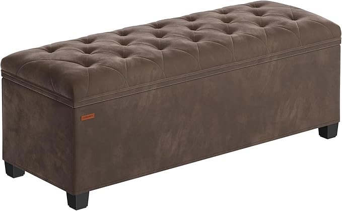 SONGMICS Velvet Storage Ottoman Bench, Foot Rest with Legs, 15.7 x 43 x 15.7 Inches, End of Bed Bench, Storage Chest, Load up to 660 lb, for Living Room, Bedroom, Entryway, Walnut Brown ULSF089K01-Ruum Studio Home