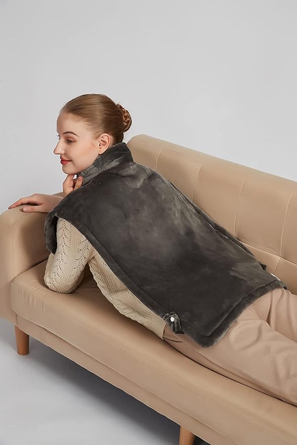 Ruqiji 26" x 35" Neck&Shoulder&Back Heating Pad with12 Temperature Settings, Pain Relief for Back/Neck/Shoulders/Menstrual Pain, Christmas Gifts for Women Men Mom Dad-Dark Grey-Ruum Studio Home