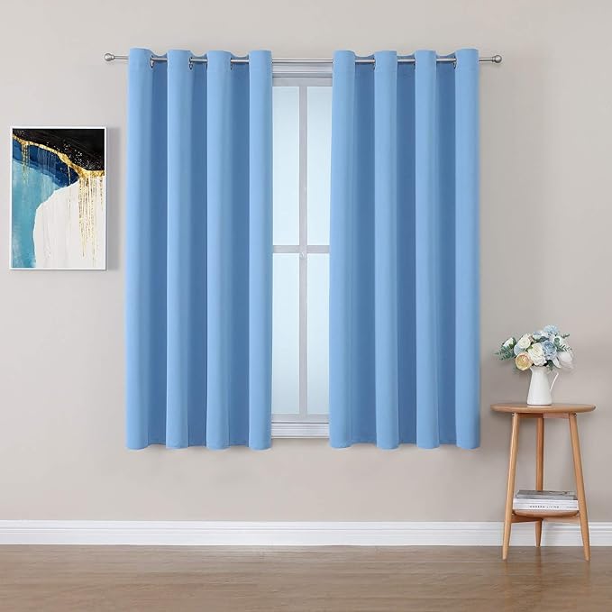 ChrisDowa Grommet Room Darkening Curtains for Bedroom and Living Room - 2 Panels Set Thermal Insulated Blackout Curtains (Sky Blue, 52W x 45L)-Ruum Studio Home
