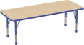Factory Direct Partners FDP Rectangle Activity School and Classroom Kids Table (24 x 60 inch), Chunky Toddler Legs, Adjustable Height 15-24 inches - Maple Top and Blue Edge-Ruum Studio Home