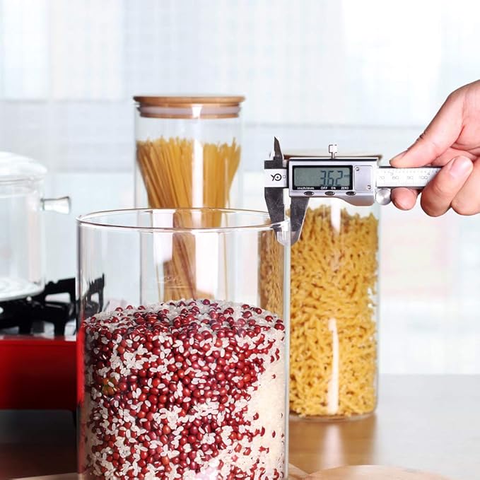 Large Glass Food Storage Container, 100 FL OZ (3000ml) Glass Food Canister with Airtight Bamboo Lids for Your Pantry, BPA-Free Cereal Dispenser Jars for Spaghetti Pasta, Powder, Tea, Coffee-Ruum Studio Home