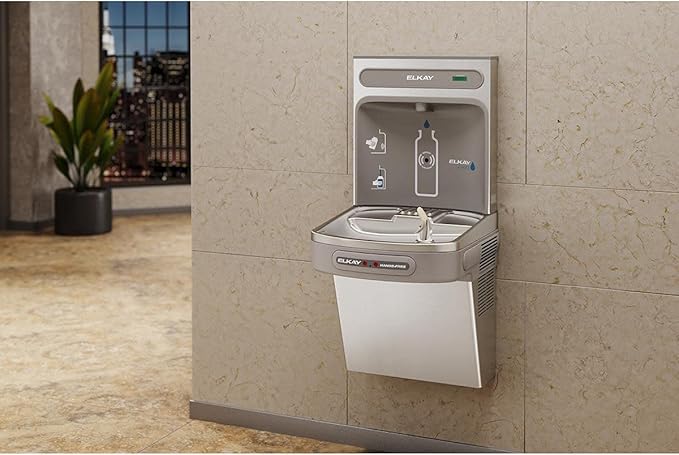 Elkay EZO8WS EZH2O Refrigerated Single Drinking Fountain with Bottle Filling Station and Hands Free Activation - Stainless Steel-Ruum Studio Home