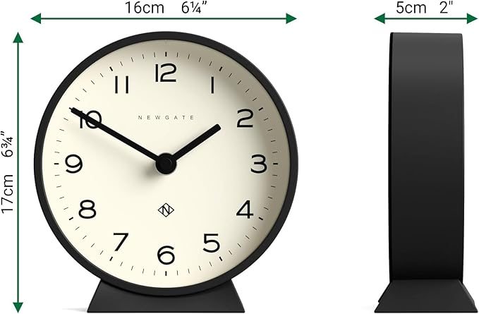 NEWGATE® M Mantel Echo Desk Clock | Modern Round Design | Black | Easy to Read Numbers | Contemporary Style for Desk, Table, Shelf or Bedside-Ruum Studio Home