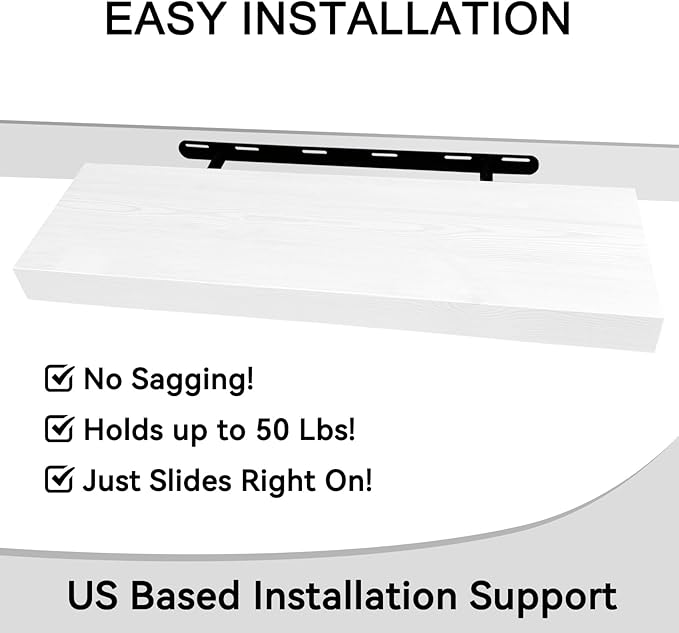 BGMG Wood Floating Shelves 24 inch Long,Rustic Solid Wooden Deep Wall Shelves for Bathroom Living Room Bedroom Kitchen Farmhouse Set of 2-24x6.7x1.25 inch-White-Ruum Studio Home
